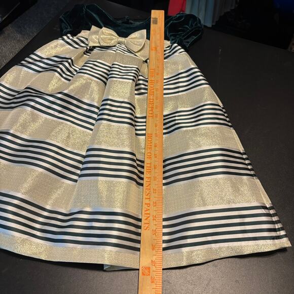 Bonnie Jean Girls Size 6X Green Gold Sparkly Dress Christmas Holiday Velvet - Picture 3 of 4